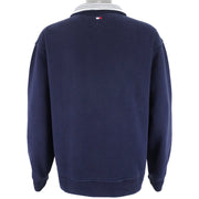 Tommy Hilfiger - 1/4 Zip Embroidered Sweatshirt 1990s Large Vintage Retro