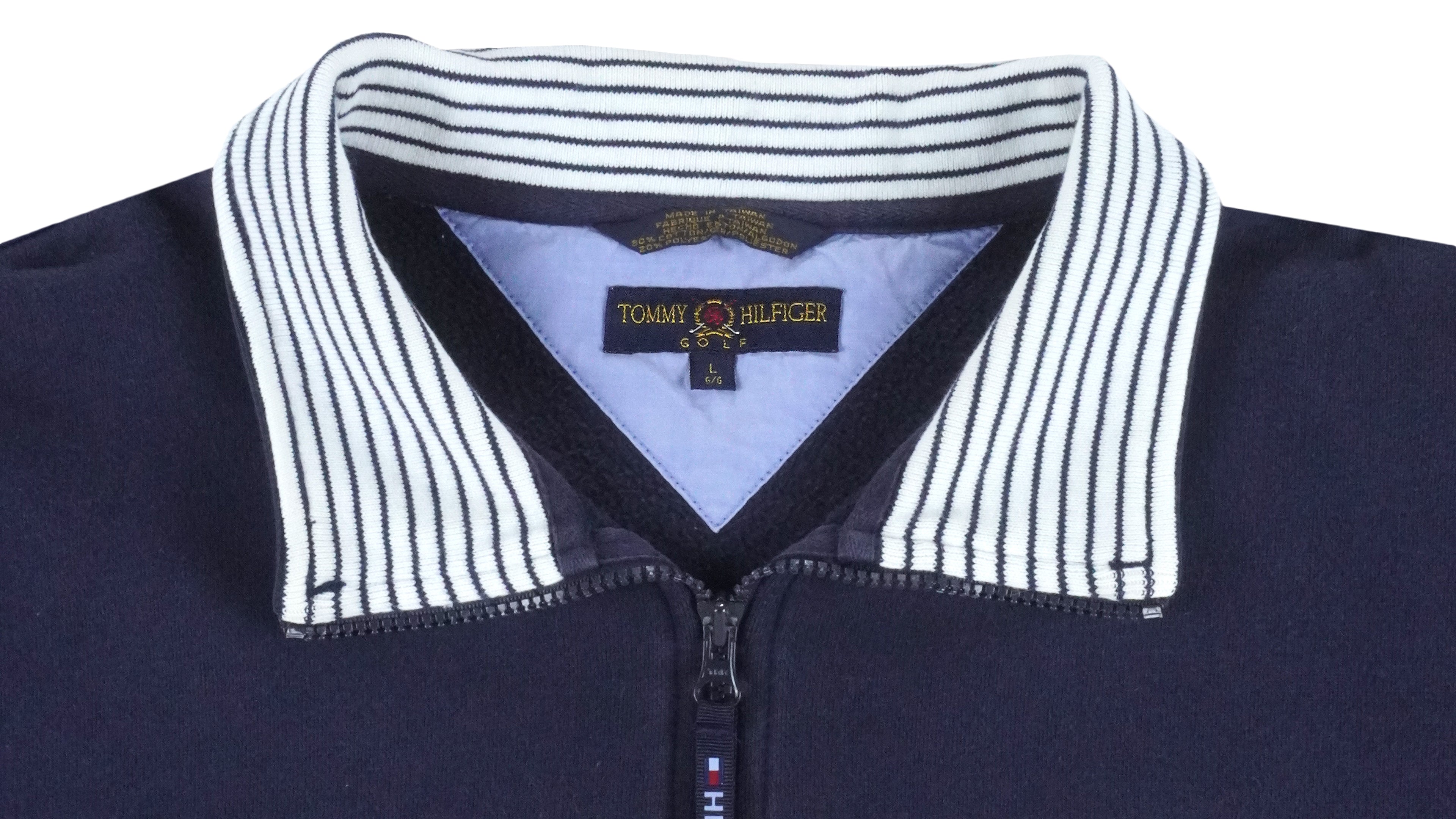 Tommy Hilfiger - 1/4 Zip Embroidered Sweatshirt 1990s Large Vintage Retro