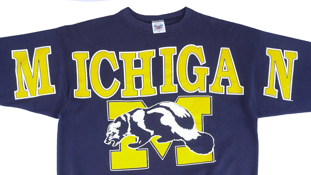 NCAA (TNT) - Michigan Wolverines Big Spell-Out Sweatshirt 1990s XX-Large Vintage Retro College
