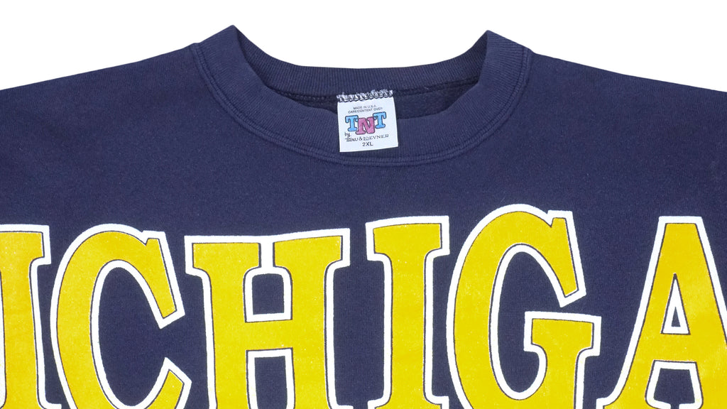NCAA (TNT) - Michigan Wolverines Big Spell-Out Sweatshirt 1990s XX-Large Vintage Retro College