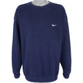 Nike - Navy Blue Embroidered Sweatshirt 1990s X-Large Vintage Retro