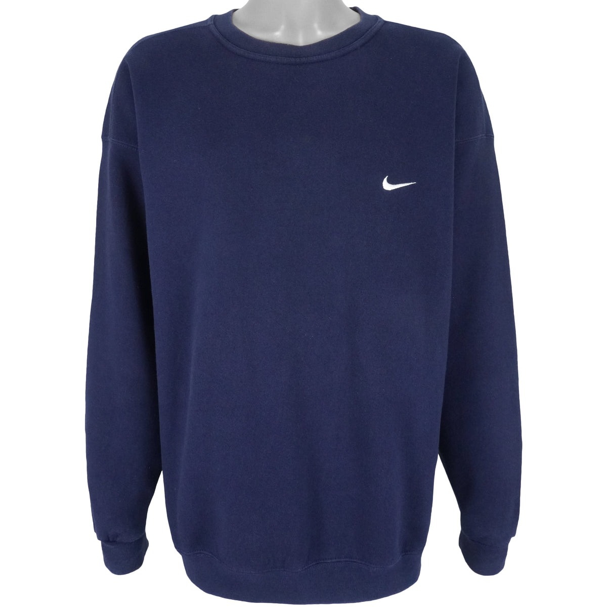 Nike - Navy Blue Embroidered Sweatshirt 1990s X-Large Vintage Retro