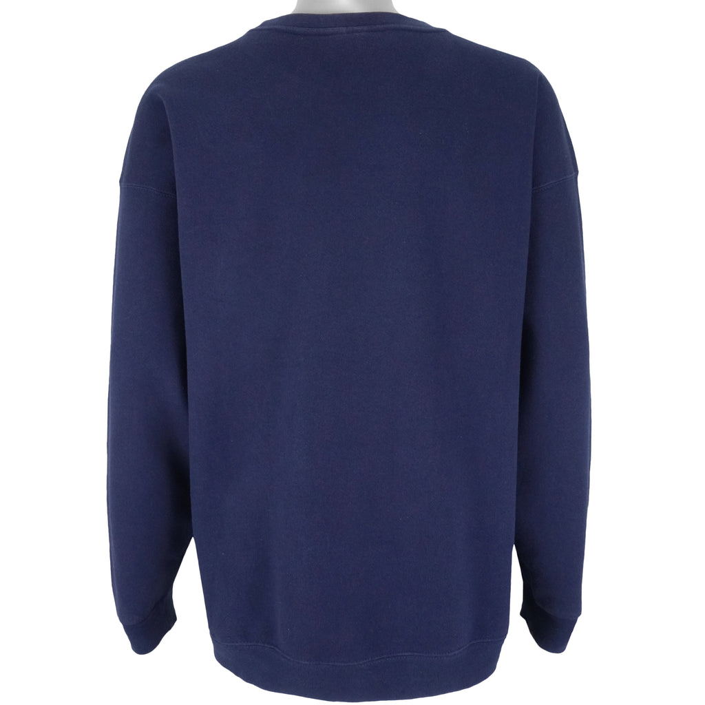 Nike - Navy Blue Embroidered Sweatshirt 1990s X-Large Vintage Retro