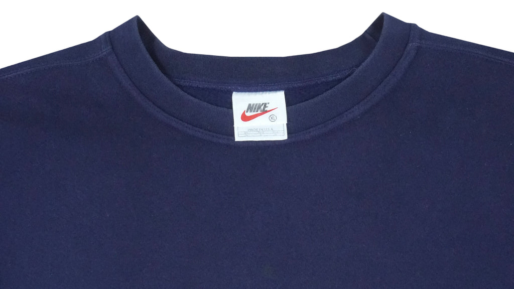 Nike - Navy Blue Embroidered Sweatshirt 1990s X-Large Vintage Retro