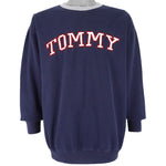 Tommy Hilfiger - Blue Spell-Out Crew Neck Sweatshirt 1990s X-Large