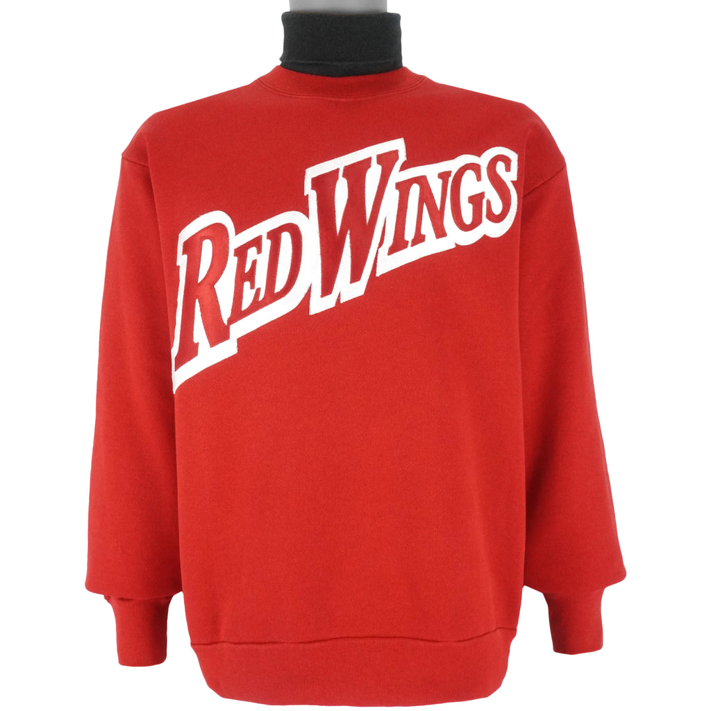 NHL (Majestic) - Detroit Red Wings Turtleneck Sweatshirt 1990s Large Vintage Retro Hockey