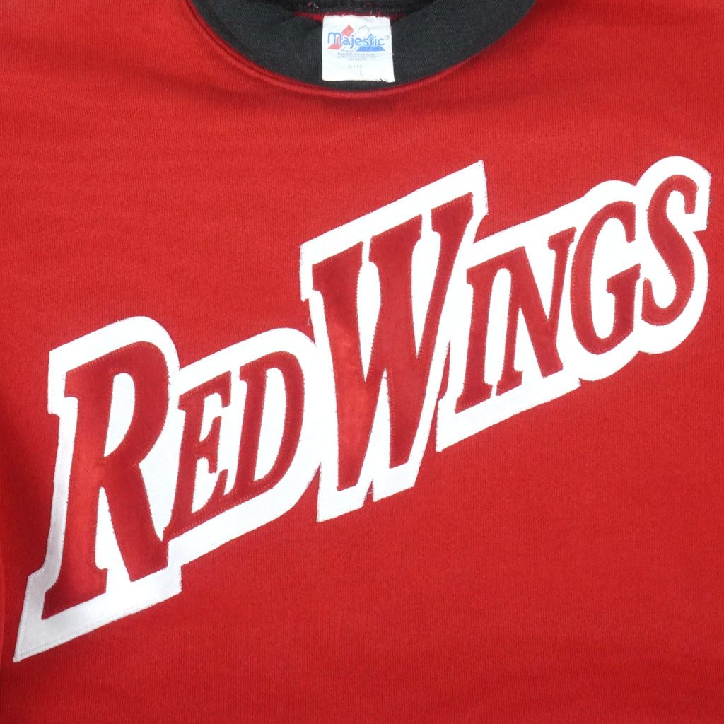 NHL (Majestic) - Detroit Red Wings Turtleneck Sweatshirt 1990s Large Vintage Retro Hockey