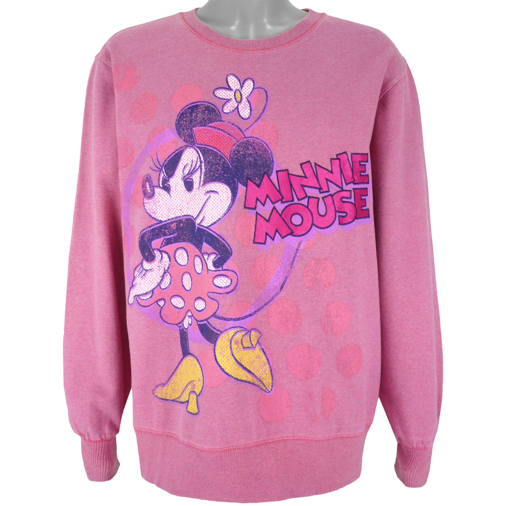 Disney - Pink Minnie Crew Neck Sweatshirt 1990s XX-Large Vintage Retro