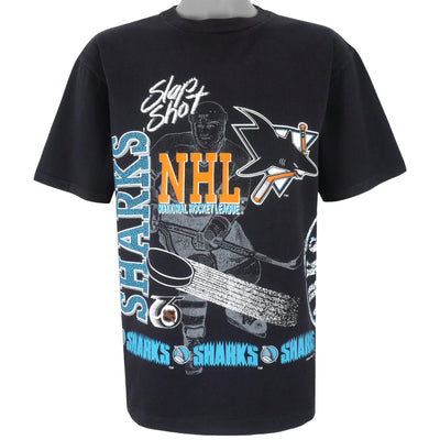 NHL (Waves) - San Jose Sharks, Slap Shot T-Shirt 1991 Large