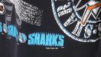 NHL (Waves) - San Jose Sharks, Slap Shot T-Shirt 1991 Large Vintage Retro Hockey