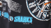 NHL (Waves) - San Jose Sharks, Slap Shot T-Shirt 1991 Large Vintage Retro Hockey