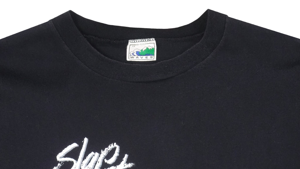 NHL (Waves) - San Jose Sharks, Slap Shot T-Shirt 1991 Large Vintage Retro Hockey