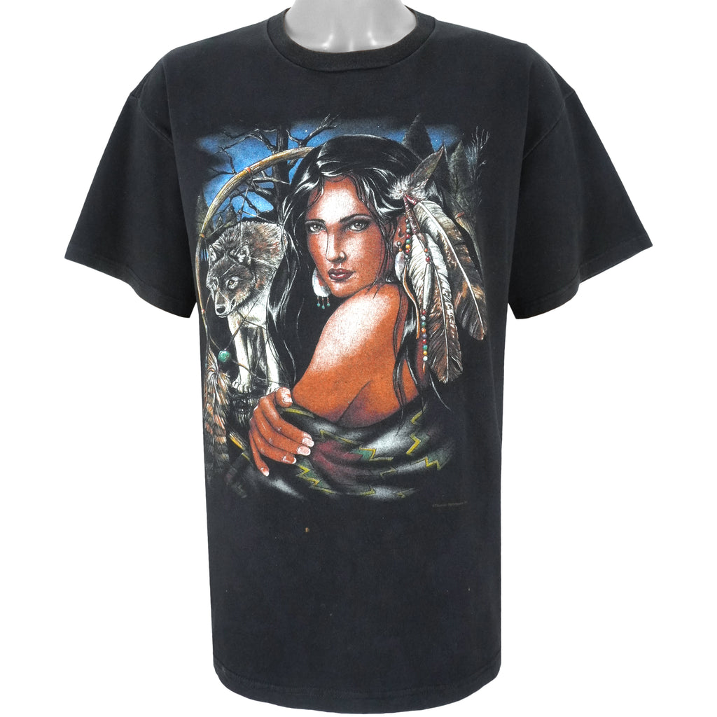 Vintage (Delta) - Black Native Americans T-Shirt 1990s Large Vintage Retro