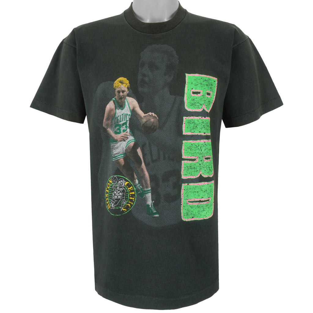 NBA - Black Celtics, Larry Bird T-Shirt 1990s Large Vintage Retro Basketball