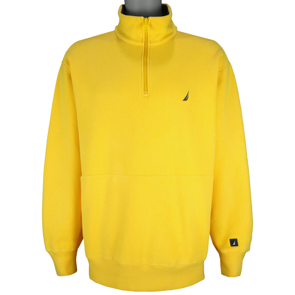 Nautica - Yellow 1/4 Zip Sweatshirt 1990s X-Large Vintage Retro