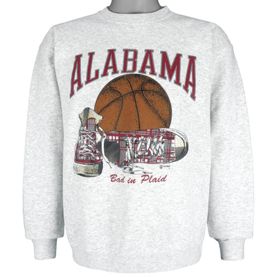 NCAA - Alabama Crimson Tide Bad In Plaid Crew Neck Sweatshirt 1990s Medium