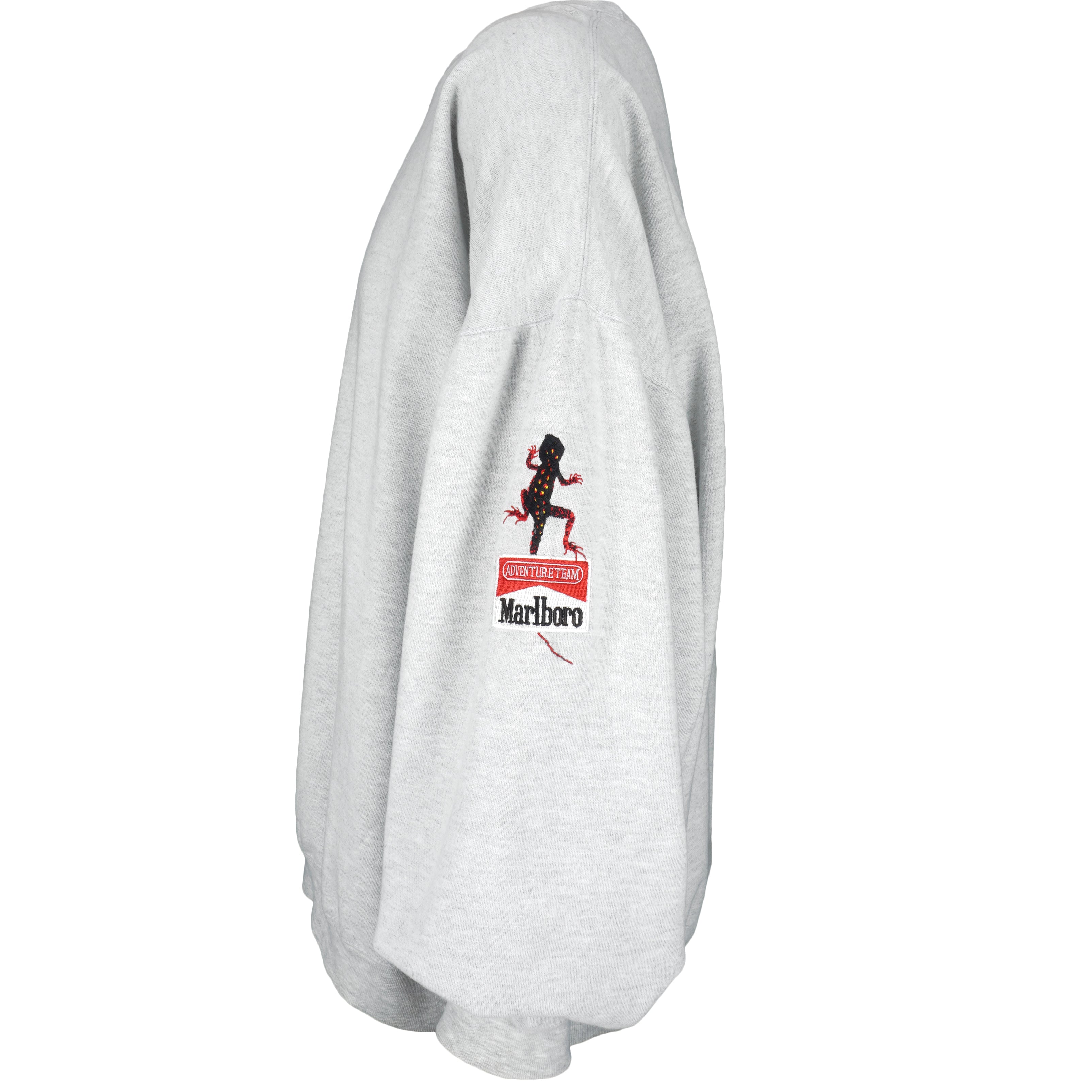 Vintage (Marlboro) - Grey & Red Embroidered Crew Neck Sweatshirt 1990s X-Large Vintage Retro