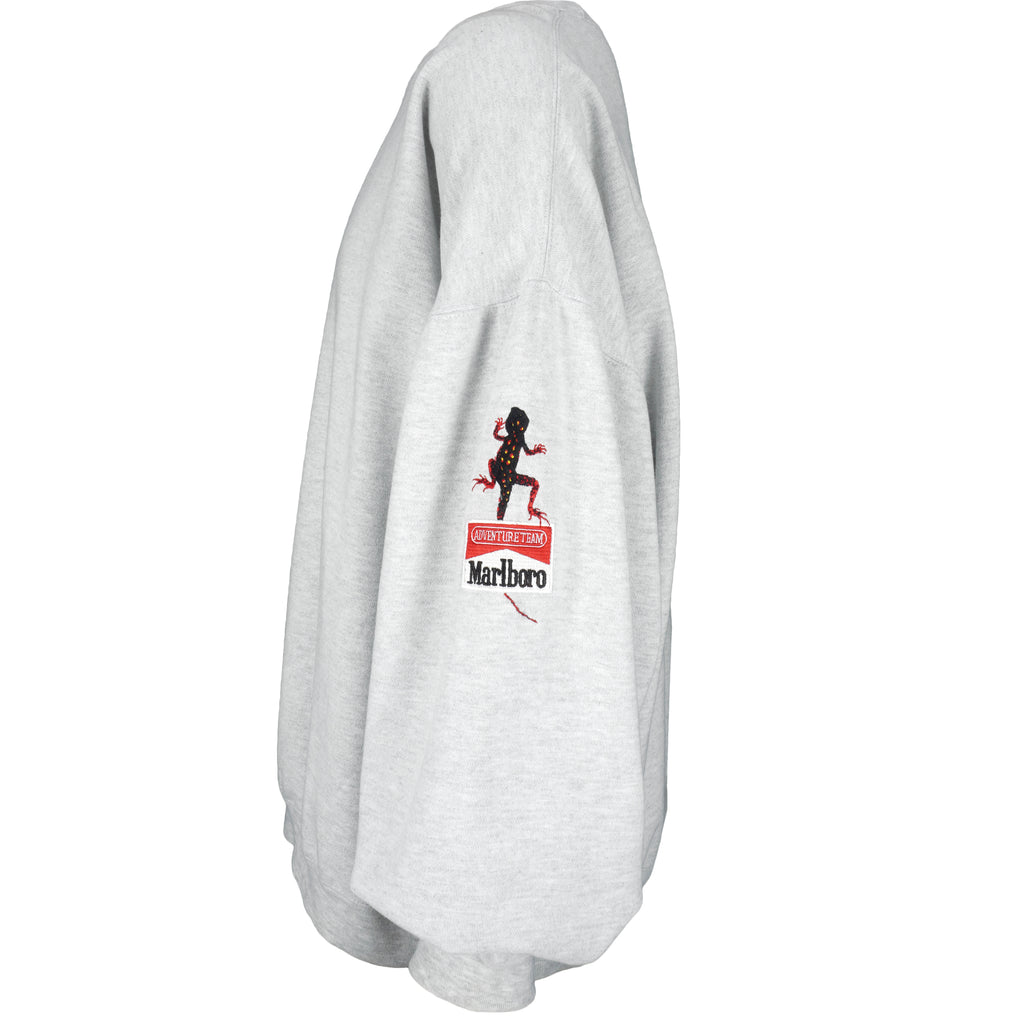 Vintage (Marlboro) - Grey & Red Embroidered Crew Neck Sweatshirt 1990s X-Large Vintage Retro