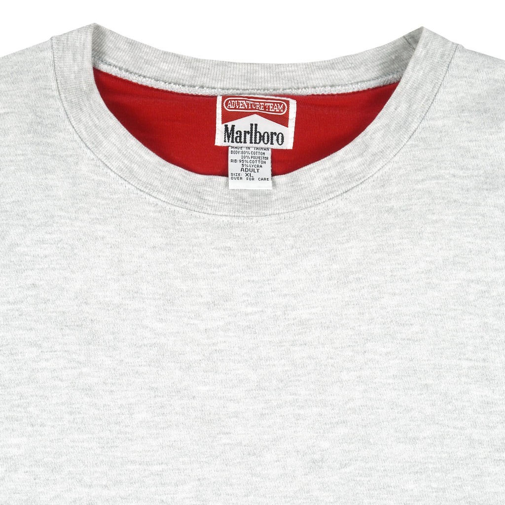 Vintage (Marlboro) - Grey & Red Embroidered Crew Neck Sweatshirt 1990s X-Large Vintage Retro