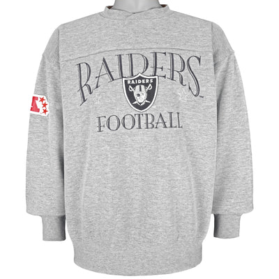 NFL (Lee) - Raiders Football Embroidered Crew Neck Sweatshirt 1990s Large