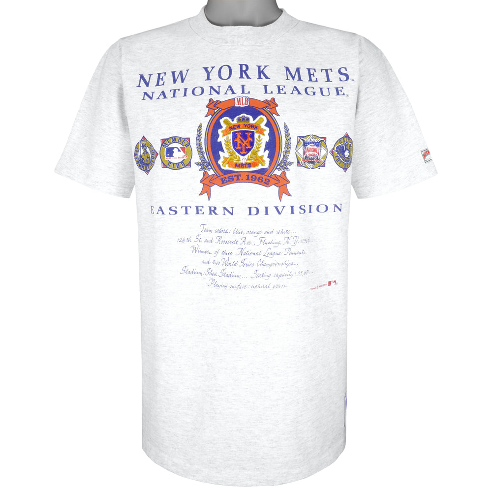 MLB (Nutmeg) - New York Mets Spell-Out T-Shirt 1991 Large Vintage Retro Baseball