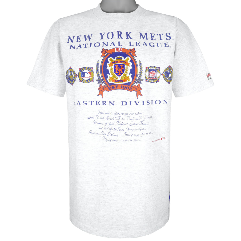 MLB (Nutmeg) - New York Mets Spell-Out T-Shirt 1991 Large Vintage Retro Baseball