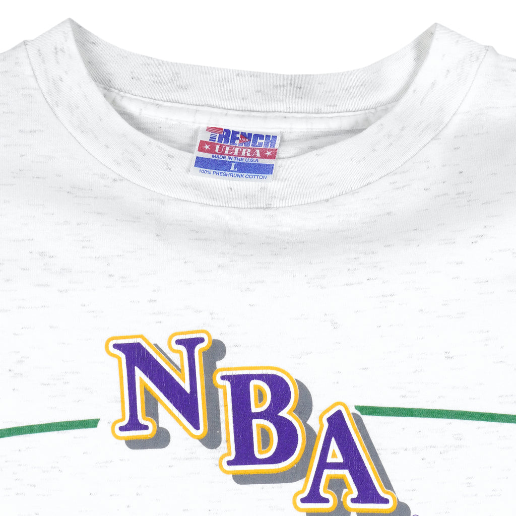 NBA (Trench) - Utah Jazz Big Spell-Out T-Shirt 1992 Large Vintage Retro Basketball