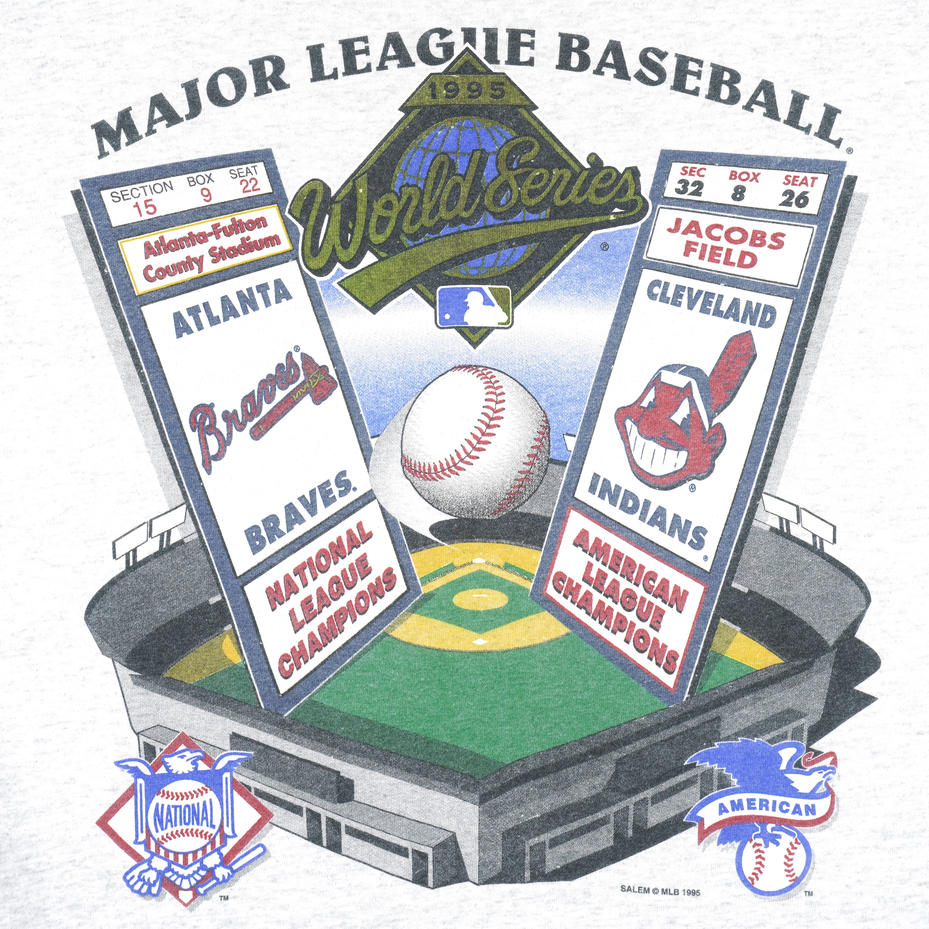 MLB - World Series, Cleveland VS Atlanta T-Shirt 1995 X-Large Vintage Retro Baseball