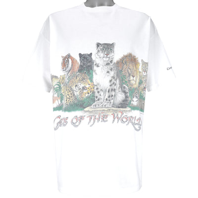Vintage (Signal) - Cats Of The World Animal Print T-Shirt 1992 X-Large