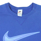 Nike - Blue Big Logo Crew Neck Sweatshirt 1990s X-Large Vintage Retro