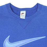 Nike - Blue Big Logo Crew Neck Sweatshirt 1990s X-Large Vintage Retro