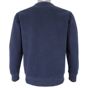 Stussy - Navy Blue Spell-Out Crew Neck Sweatshirt 1990s Medium Vintage Retro
