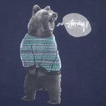 Stussy - Navy Blue Spell-Out Crew Neck Sweatshirt 1990s Medium Vintage Retro