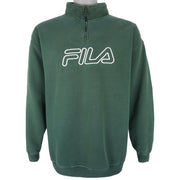 Fila - Green 1/4 Zip Sweatshirt 1990s X-Large Vintage Retro