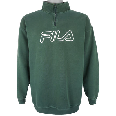 FILA - Green Embroidered 1/4 Zip Sweatshirt 1990s X-Large