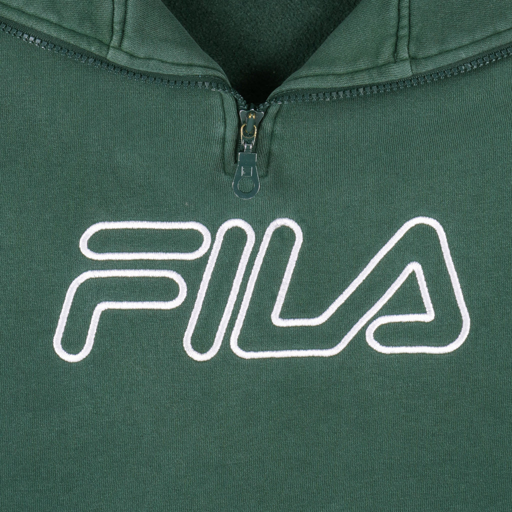 Fila - Green 1/4 Zip Sweatshirt 1990s X-Large Vintage Retro