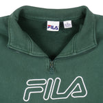 Fila - Green 1/4 Zip Sweatshirt 1990s X-Large Vintage Retro