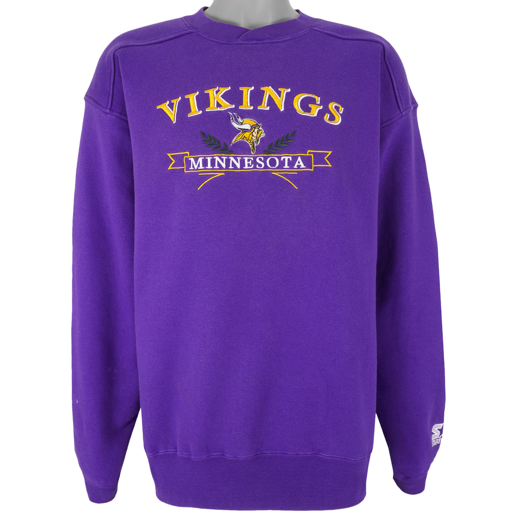 Starter - Minnesota Vikings Embroidered Sweatshirt 1990s Large Vintage Retro Football
