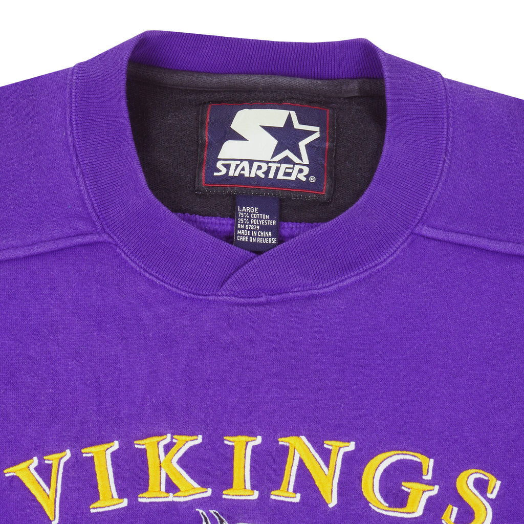Starter - Minnesota Vikings Embroidered Sweatshirt 1990s Large Vintage Retro Football
