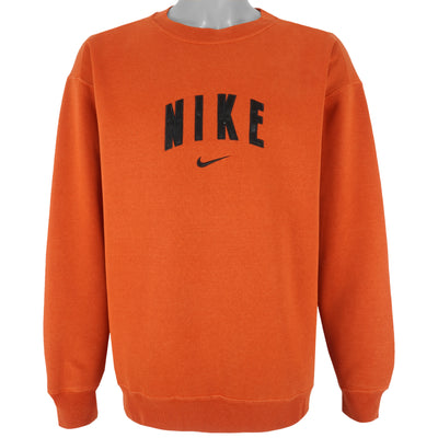 Nike - Orange Embroidered Crew Neck Sweatshirt 2000 Large