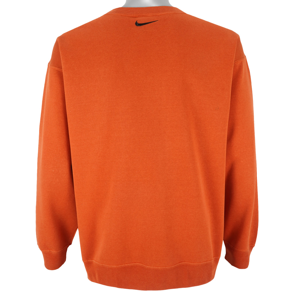 Nike - Orange Embroidered Crew Neck Sweatshirt 1990s Large Vintage Retro
