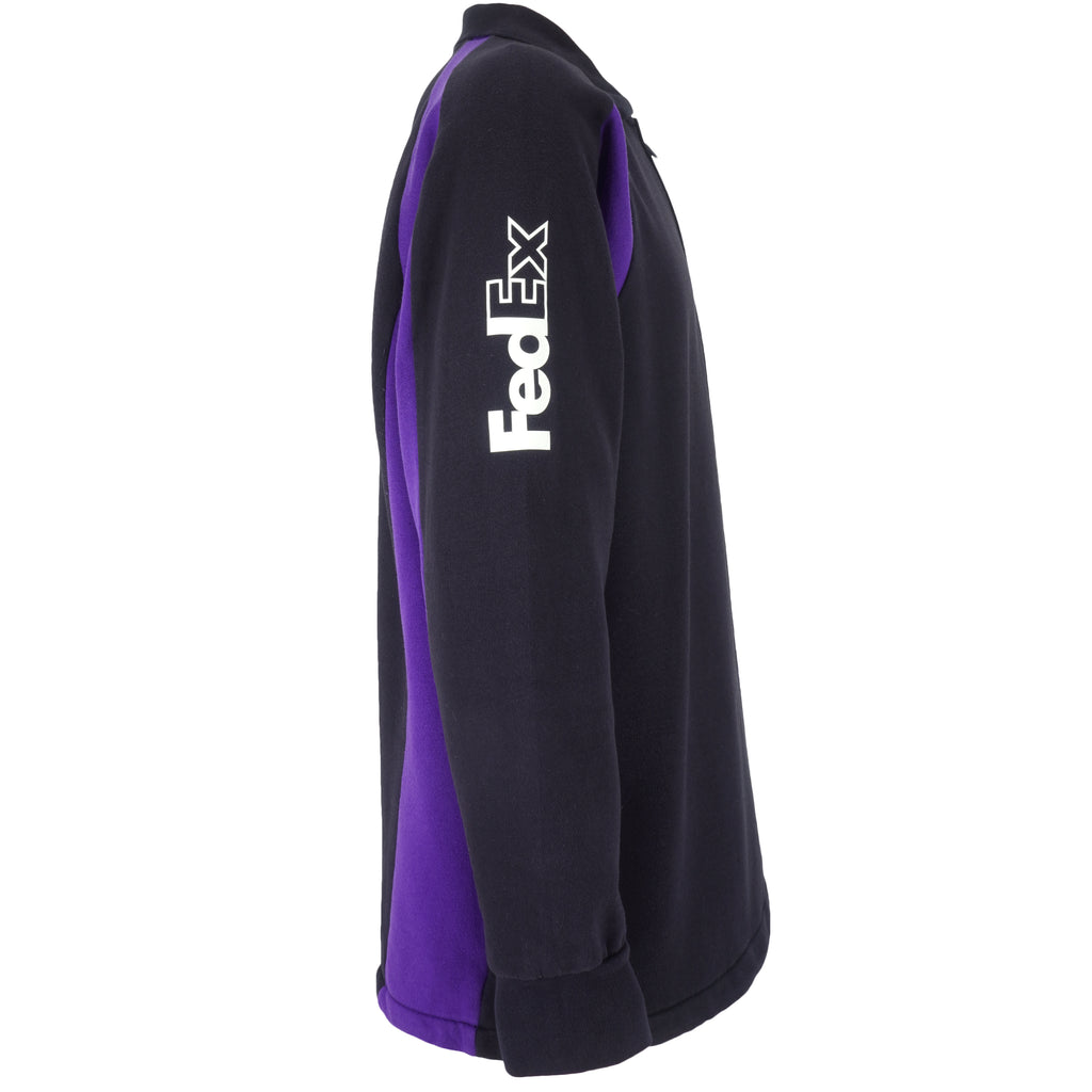 Vintage - FedEx Black & Purple 1/4 Zip Sweatshirt 1990s Medium Vintage Retro