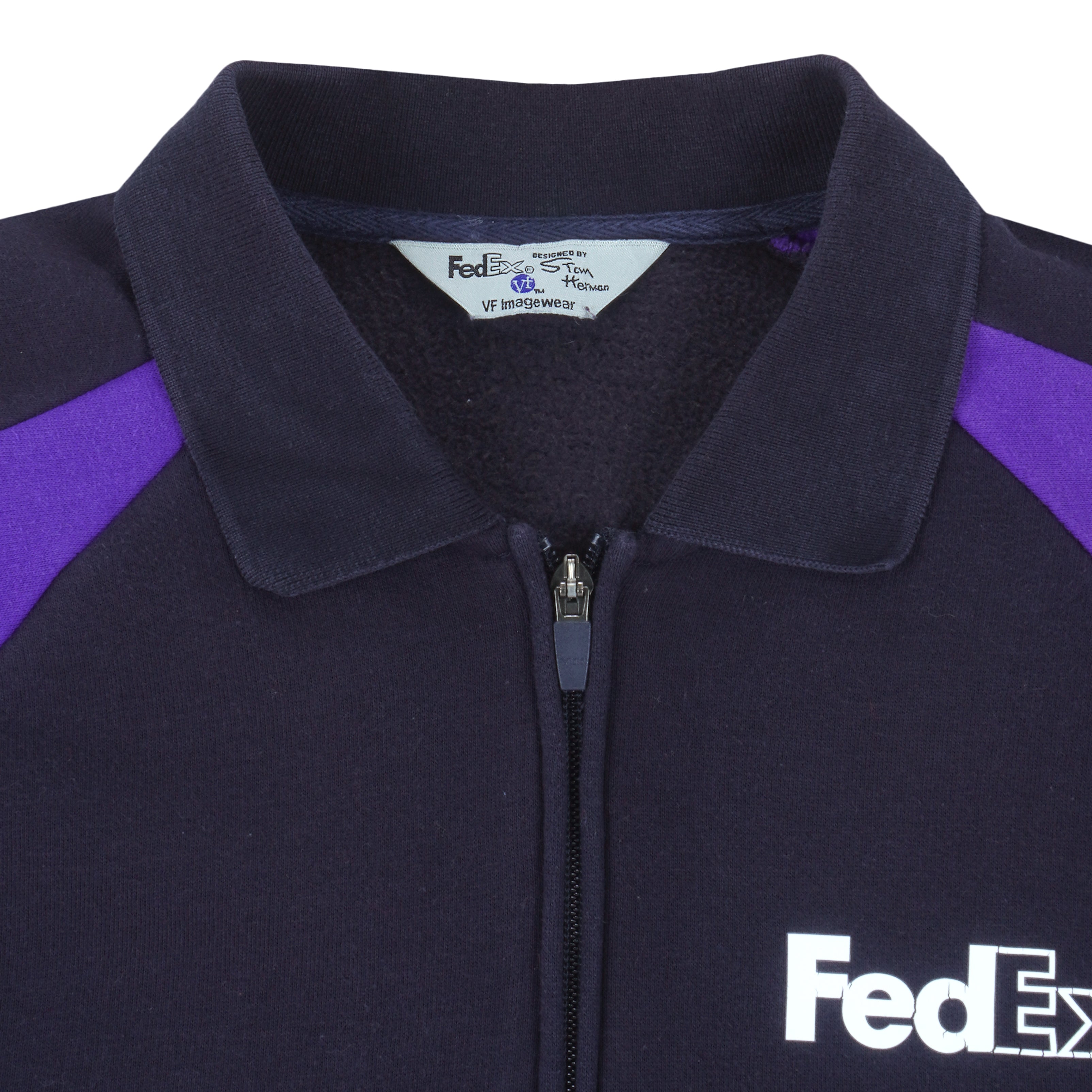Vintage - FedEx Black & Purple 1/4 Zip Sweatshirt 1990s Medium Vintage Retro