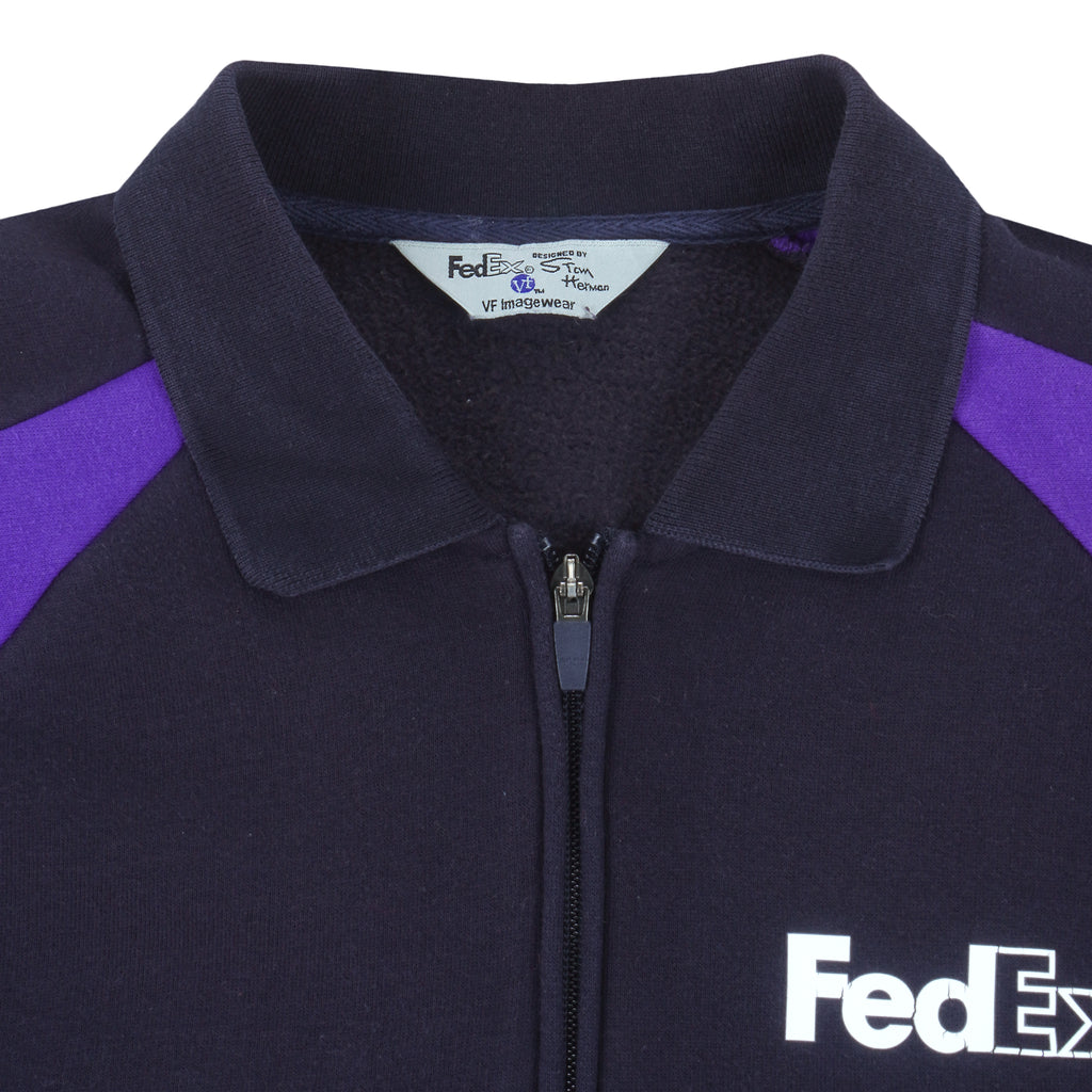 Vintage - FedEx Black & Purple 1/4 Zip Sweatshirt 1990s Medium Vintage Retro