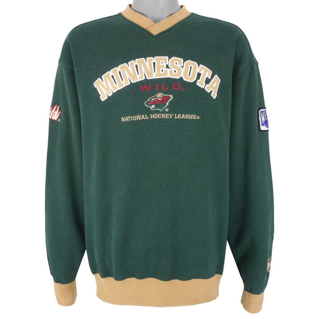 NHL (Lee) - Green Minnesota Wild Crew Neck Sweatshirt 2000s X-Large Vintage Retro Hockey