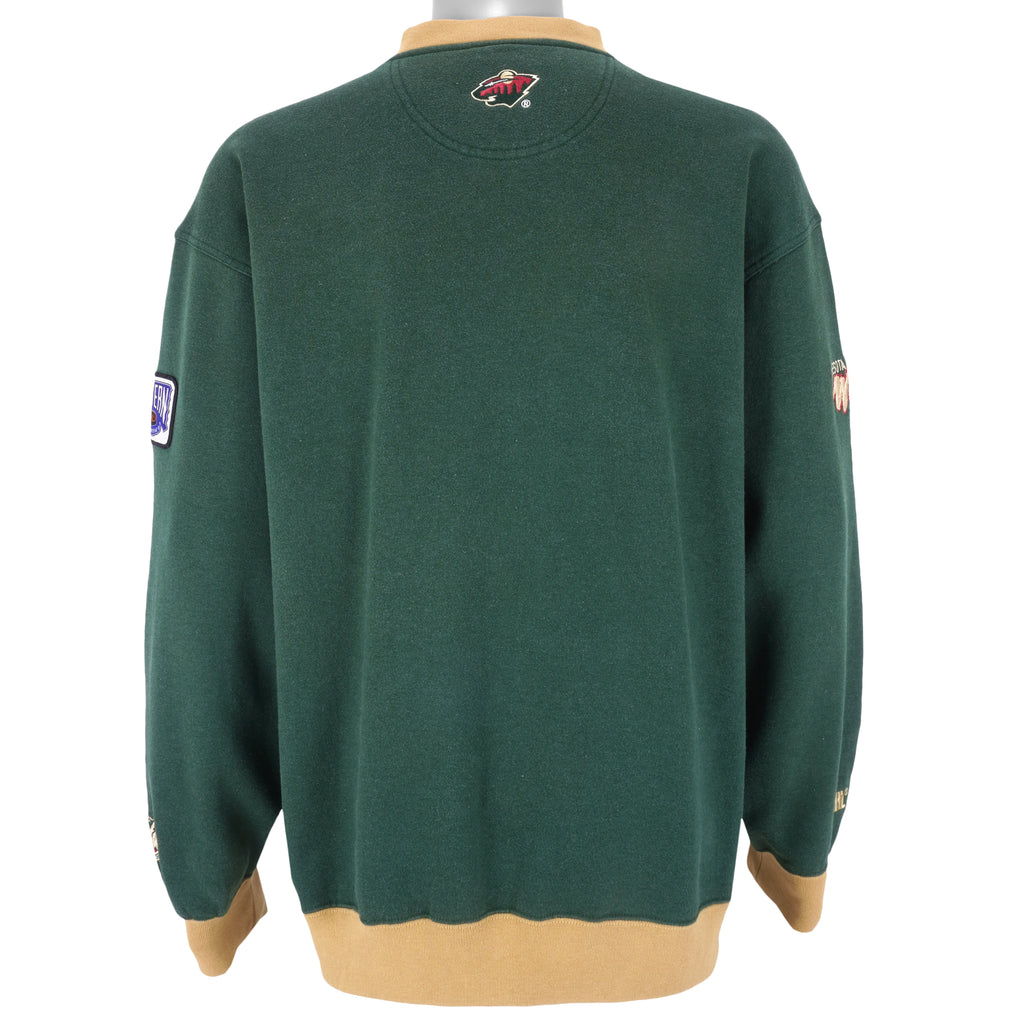NHL (Lee) - Green Minnesota Wild Crew Neck Sweatshirt 1990s X-Large Vintage Retro Hockey