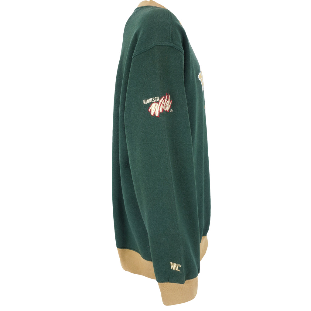 NHL (Lee) - Green Minnesota Wild Crew Neck Sweatshirt 1990s X-Large Vintage Retro Hockey