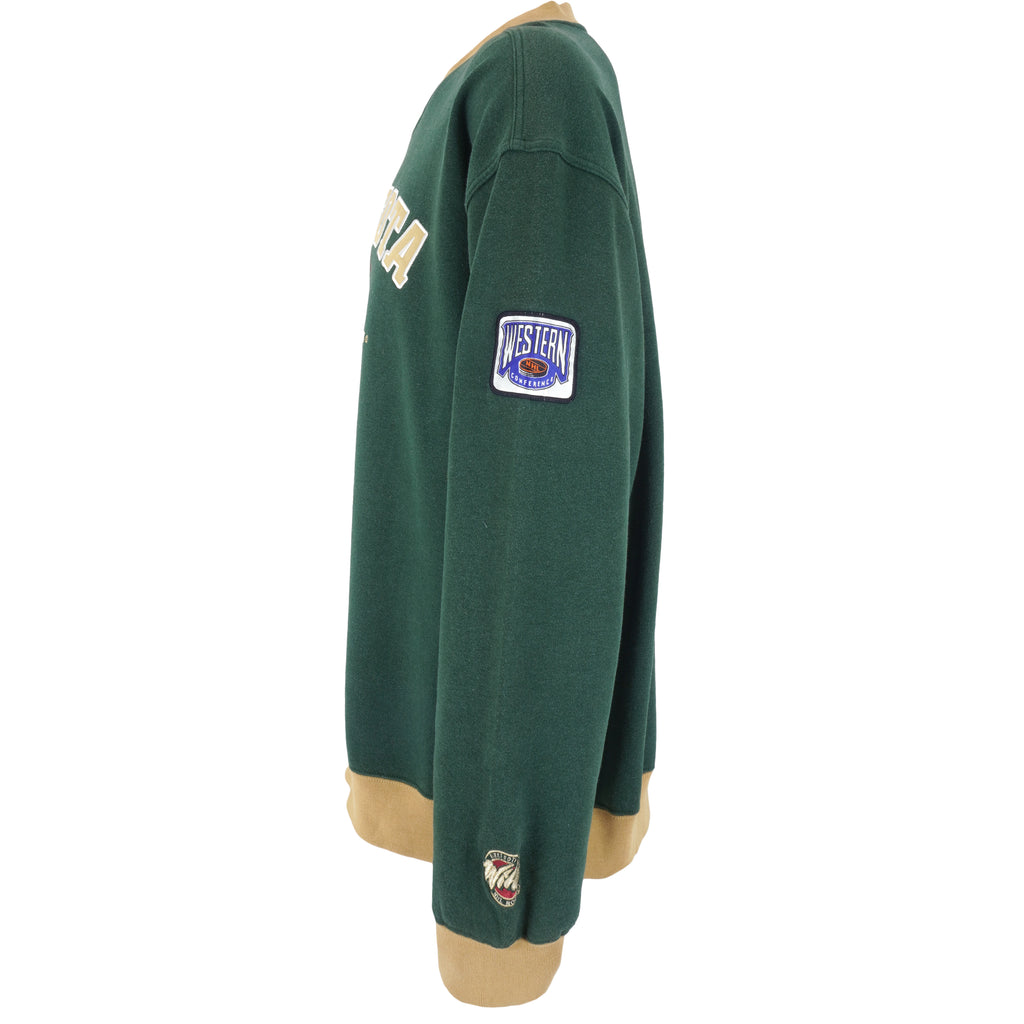 NHL (Lee) - Green Minnesota Wild Crew Neck Sweatshirt 1990s X-Large Vintage Retro Hockey