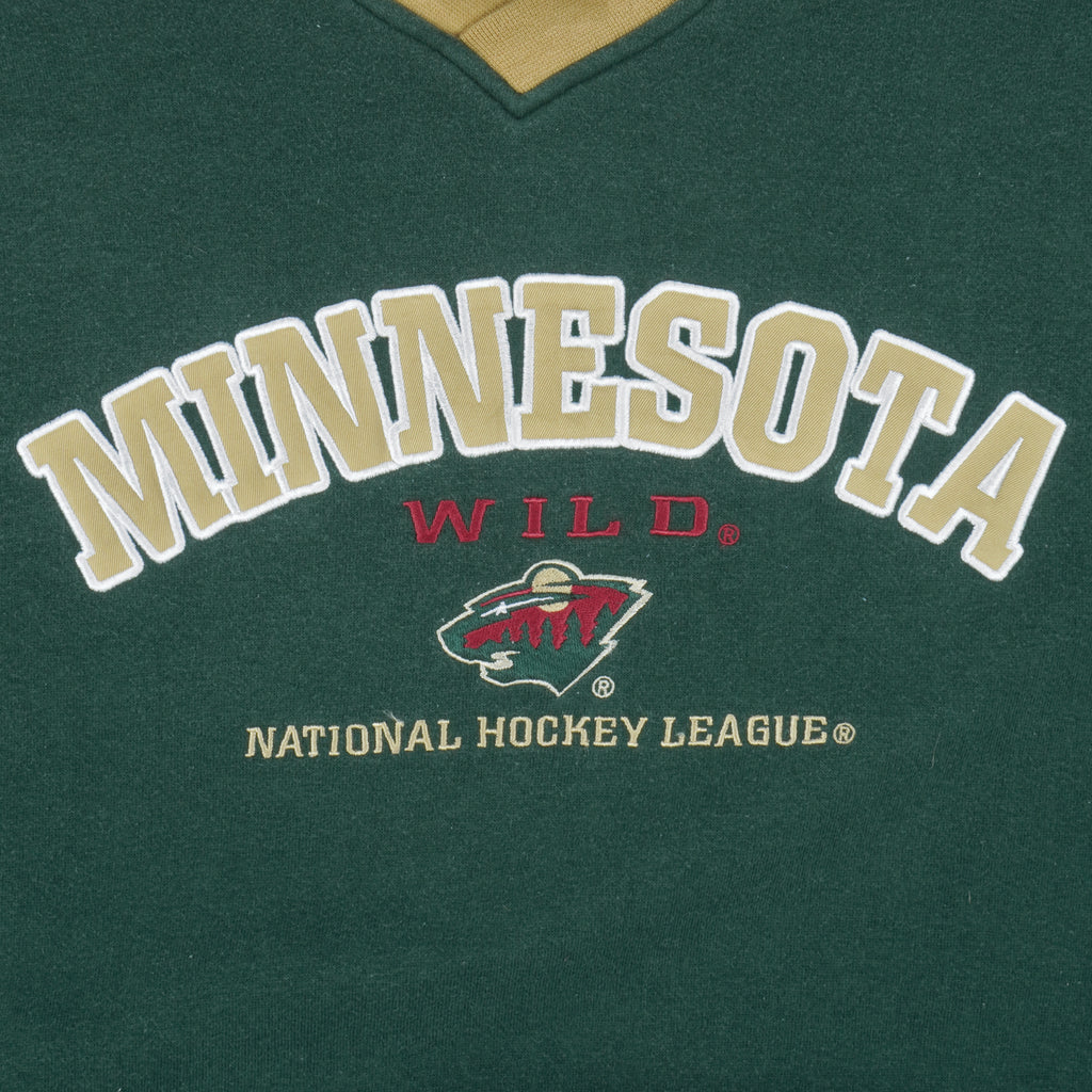 NHL (Lee) - Green Minnesota Wild Crew Neck Sweatshirt 1990s X-Large Vintage Retro Hockey