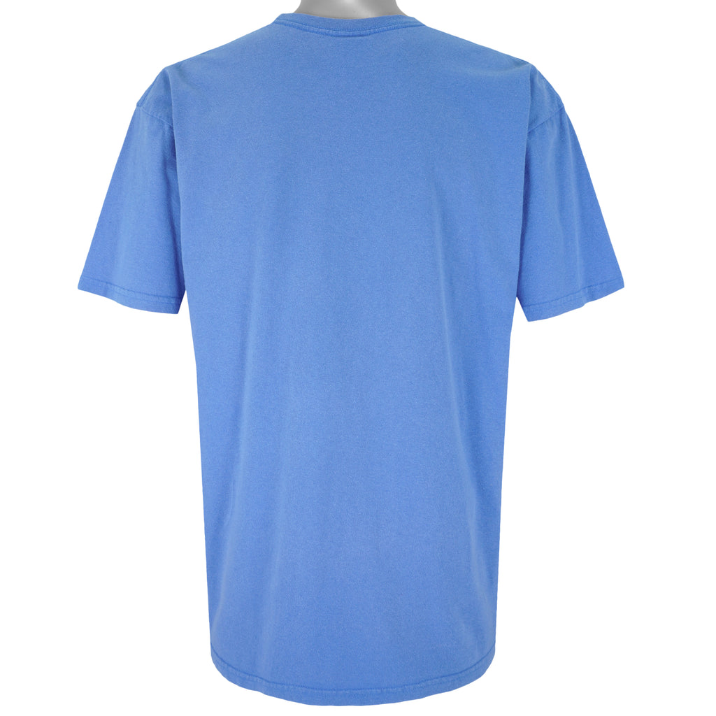 Nike - Blue Embroidered T-Shirt 1990s Large Vintage Retro